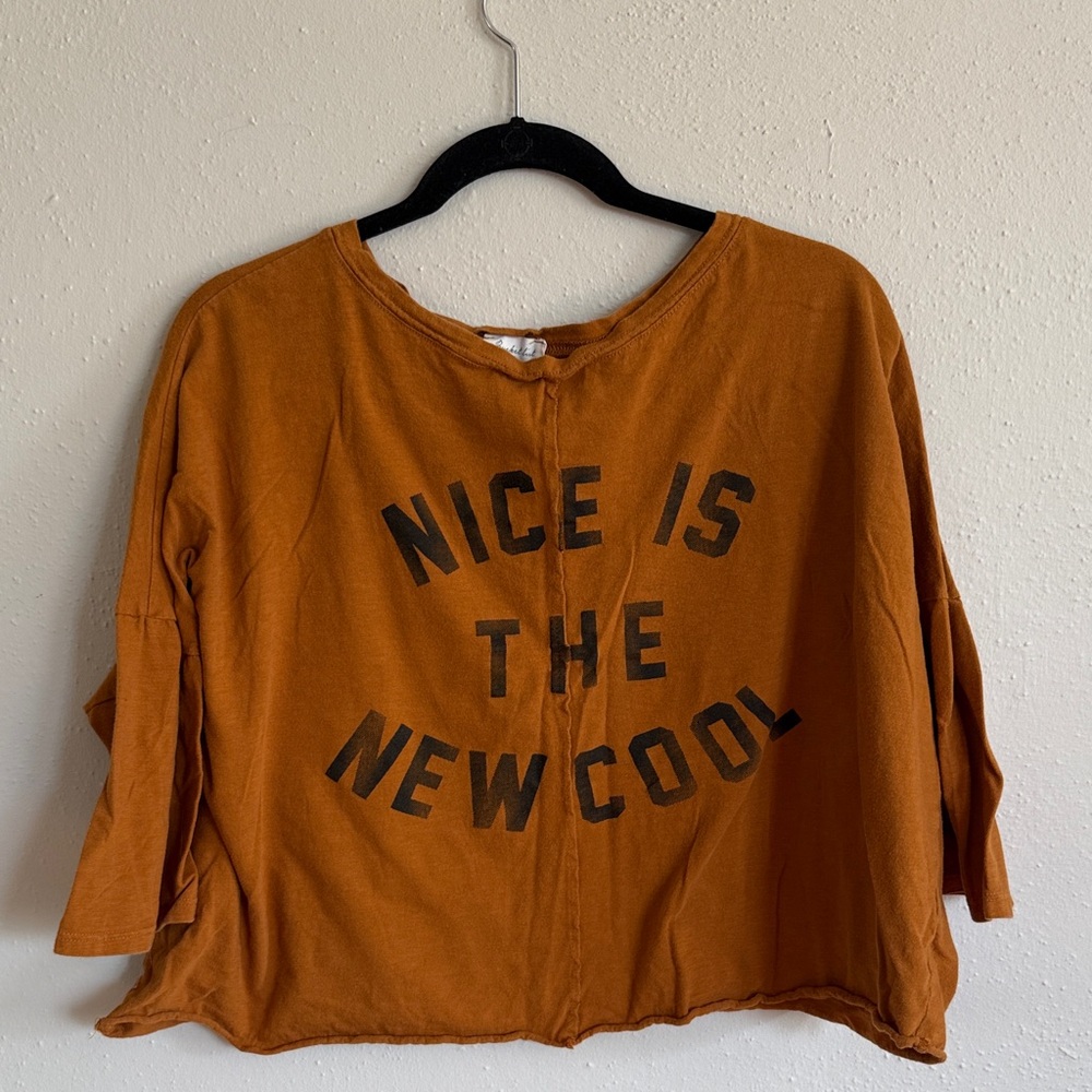 BUCKETLIST Rust Orange Crop Top with Black Lettering